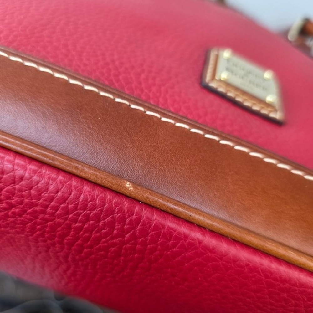 Dooney & Bourke Zip Zip Domed Satchel Crossbody Bag Red Pebbled Leather Purse - Picture 8 of 11